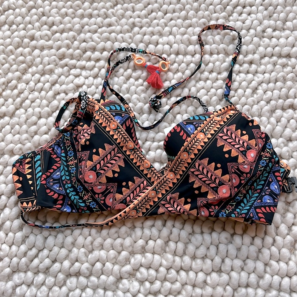 Seafolly Australia wrap front A/B cup orange Black new with tags